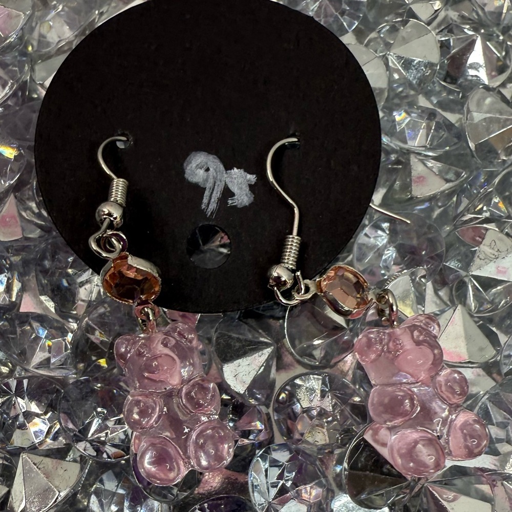 Pink Gummy Bear Dangle Earrings - Women Jewelry candy look brand new